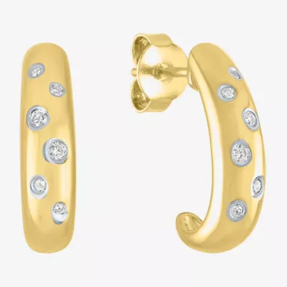 Diamond Addiction (G-H / I1-I2) Womens 1/10 CT. T.W. Lab Grown White Diamond 14K Gold Over Silver 16.2mm Hoop Earrings