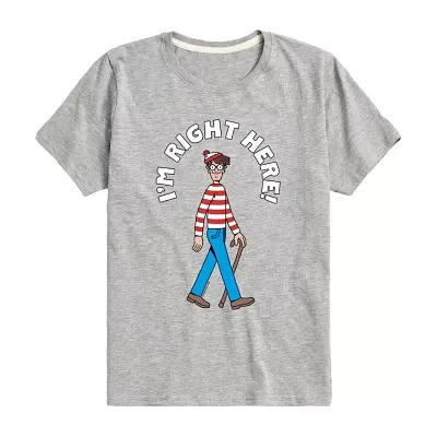Waldo Little & Big Kid Boys Crew Neck Short Sleeve Regular Fit Graphic T-Shirt
