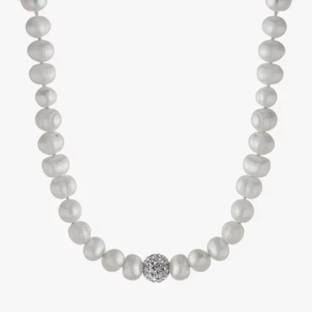 Silver Treasures Womens White 16 Inch Strand Necklace