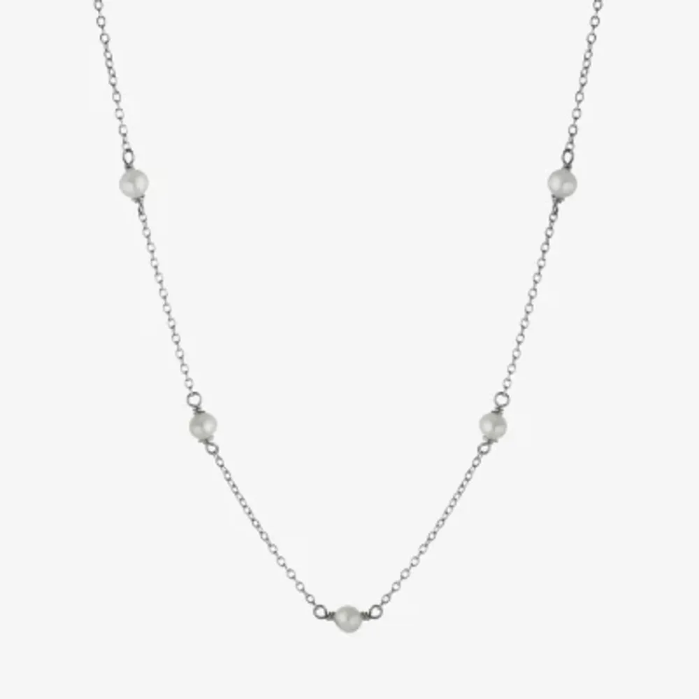 Silver Treasures Womens White 16 Inch Strand Necklace