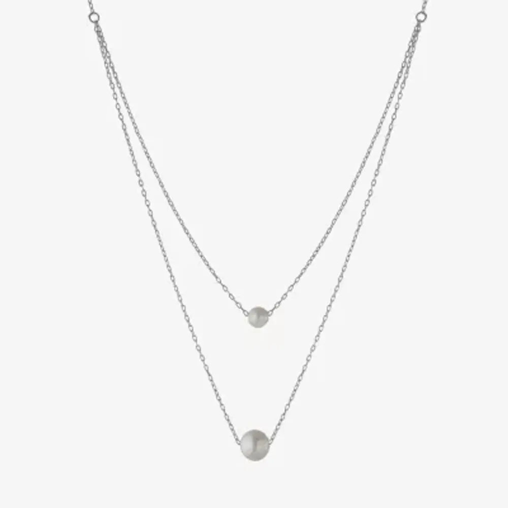 Silver Treasures Womens White 16 Inch Strand Necklace