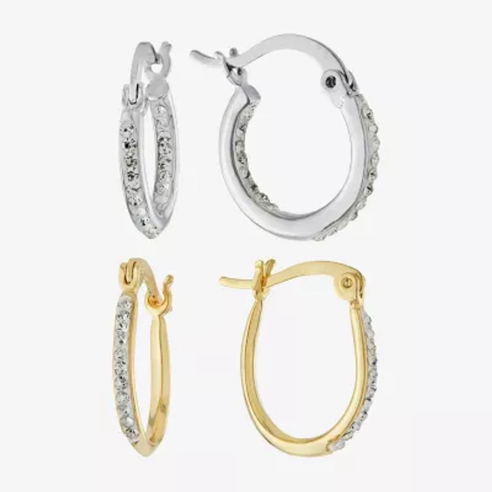 Sparkle Allure Womens Crystal 2 Pair Earring Set