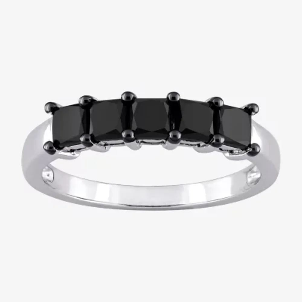 Midnight Black Womens 2MM 1 1/4 CT. T.W. Natural Diamond 10K White Gold 5-Stone Anniversary Band