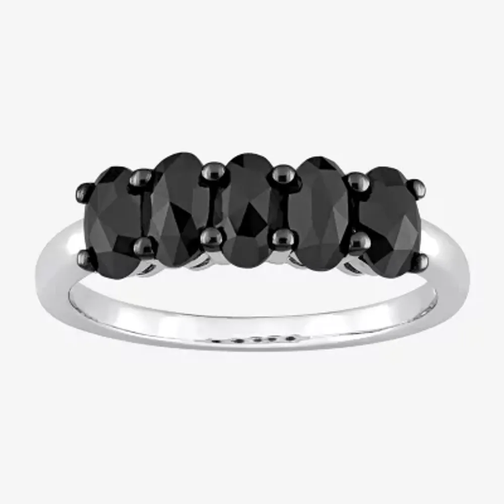 Midnight Black Womens 1 1/4 CT. T.W. Natural Diamond 10K White Gold 5-Stone Anniversary Band
