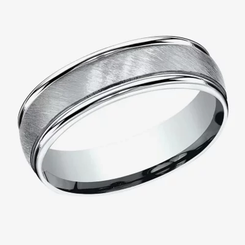 Mens 6MM 10K White Gold Wedding Band