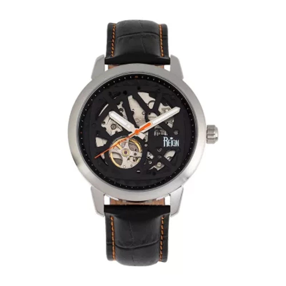 Reign Mens Automatic Black Leather Strap Watch Reirn5902
