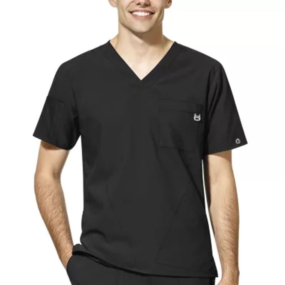 Wink® Mens Big V Neck Short Sleeve Moisture Wicking Wrinkle Resistant Quick Dry Scrub Top