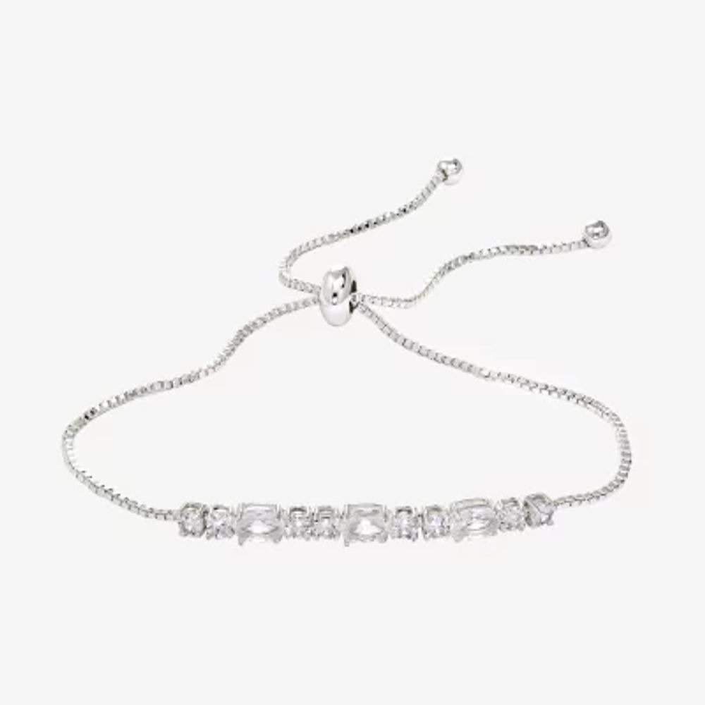 Sparkle Allure Birthstone Womens Red Cubic Zirconia Bolo Bracelet