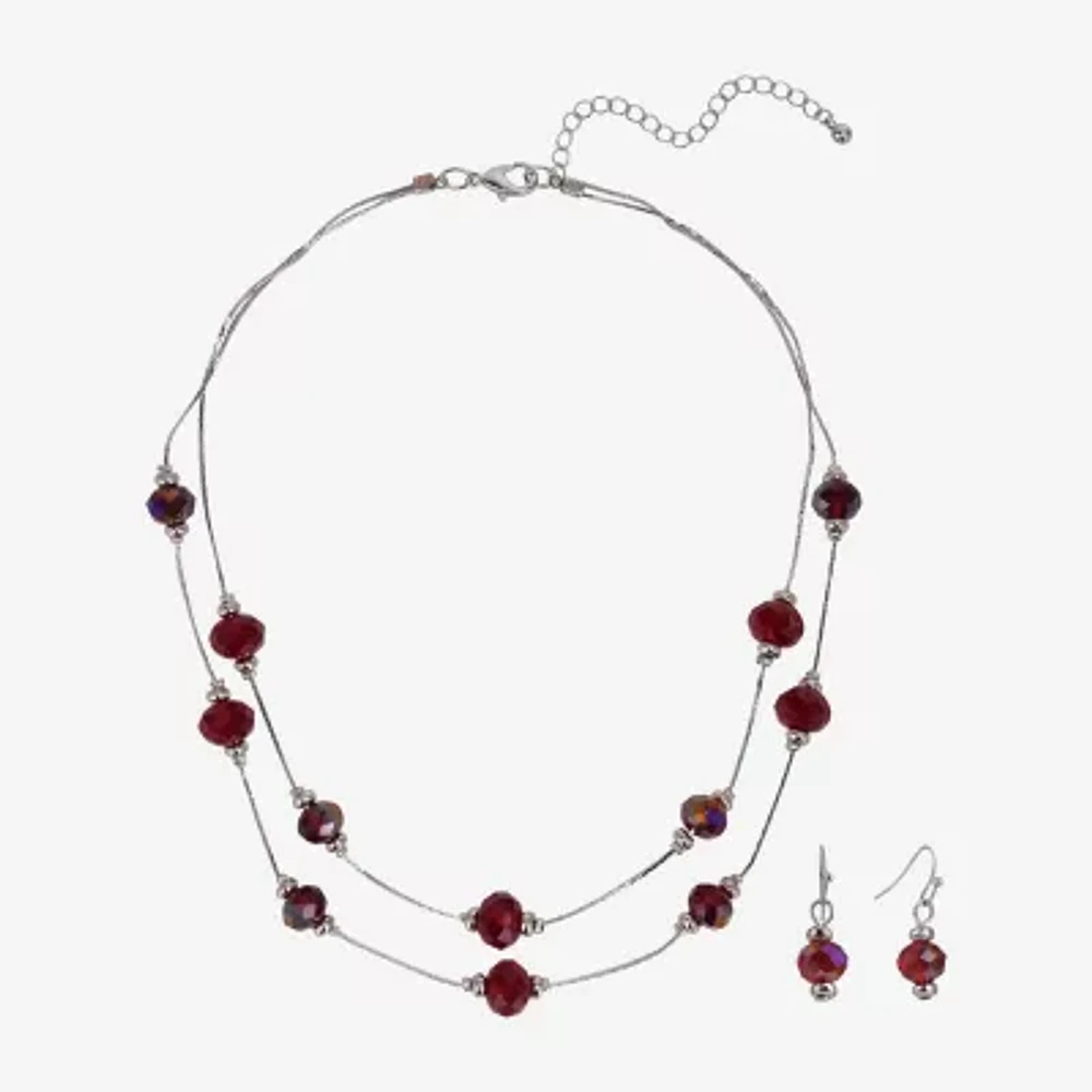 Mixit Silver Tone And Red Womens 3-pc. Jewelry Set