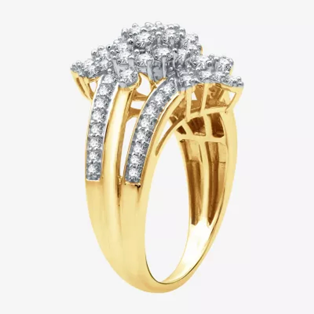 (H-I / I1) Womens 1 CT. T.W. Lab Grown Diamond 10K Gold Cocktail Ring