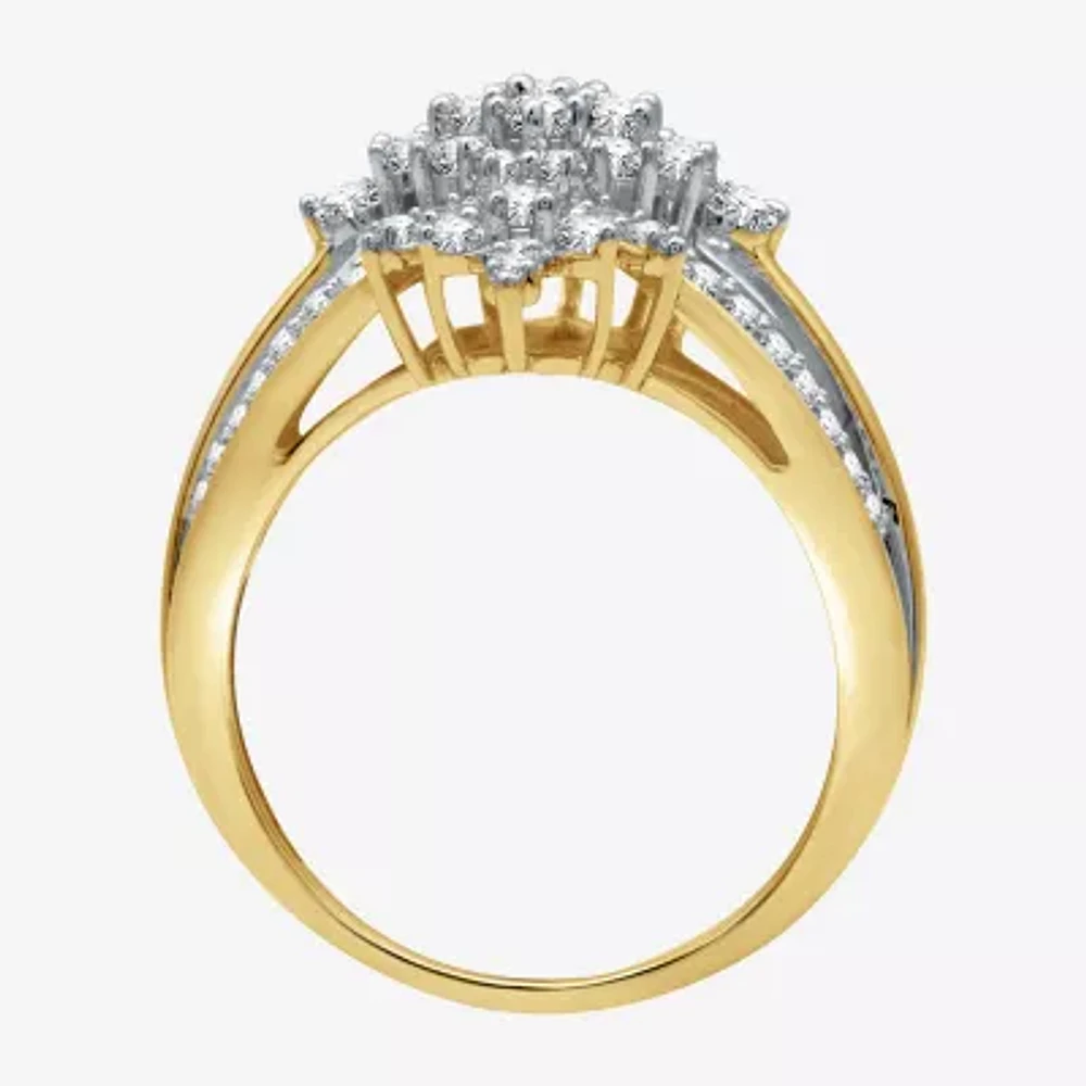 (H-I / I1) Womens 1 CT. T.W. Lab Grown Diamond 10K Gold Cocktail Ring