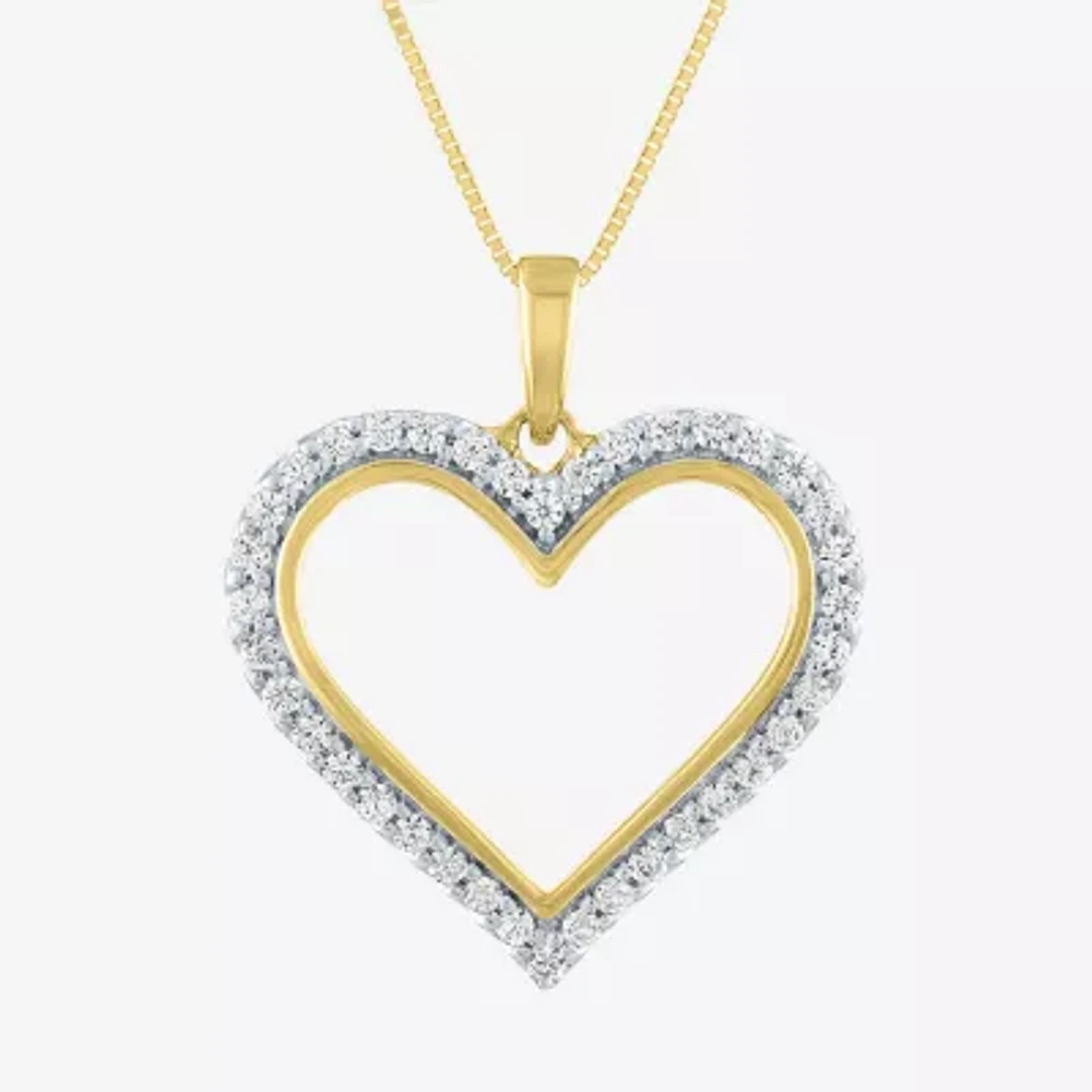 (H-I / I1) Womens 1/3 CT. T.W. Lab Grown Diamond 10K Gold Heart 18 Inch Pendant Necklace