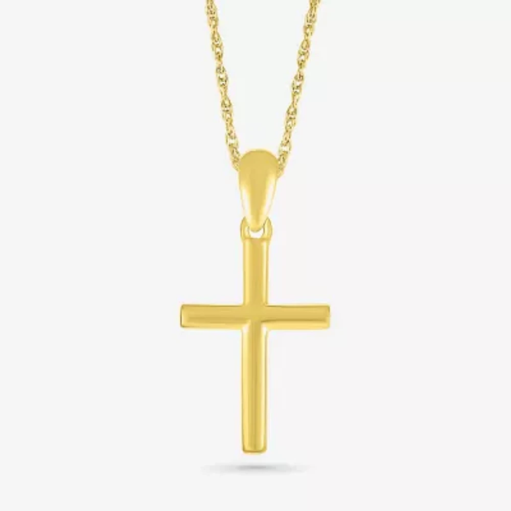 Womens 10K Gold Cross 18 Inch Pendant Necklace