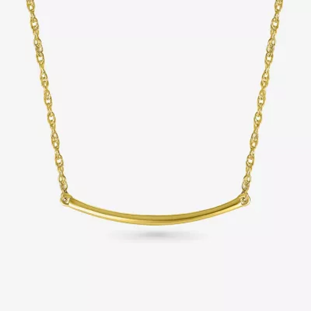 Womens 10K Gold Curved 18 Inch Pendant Necklace