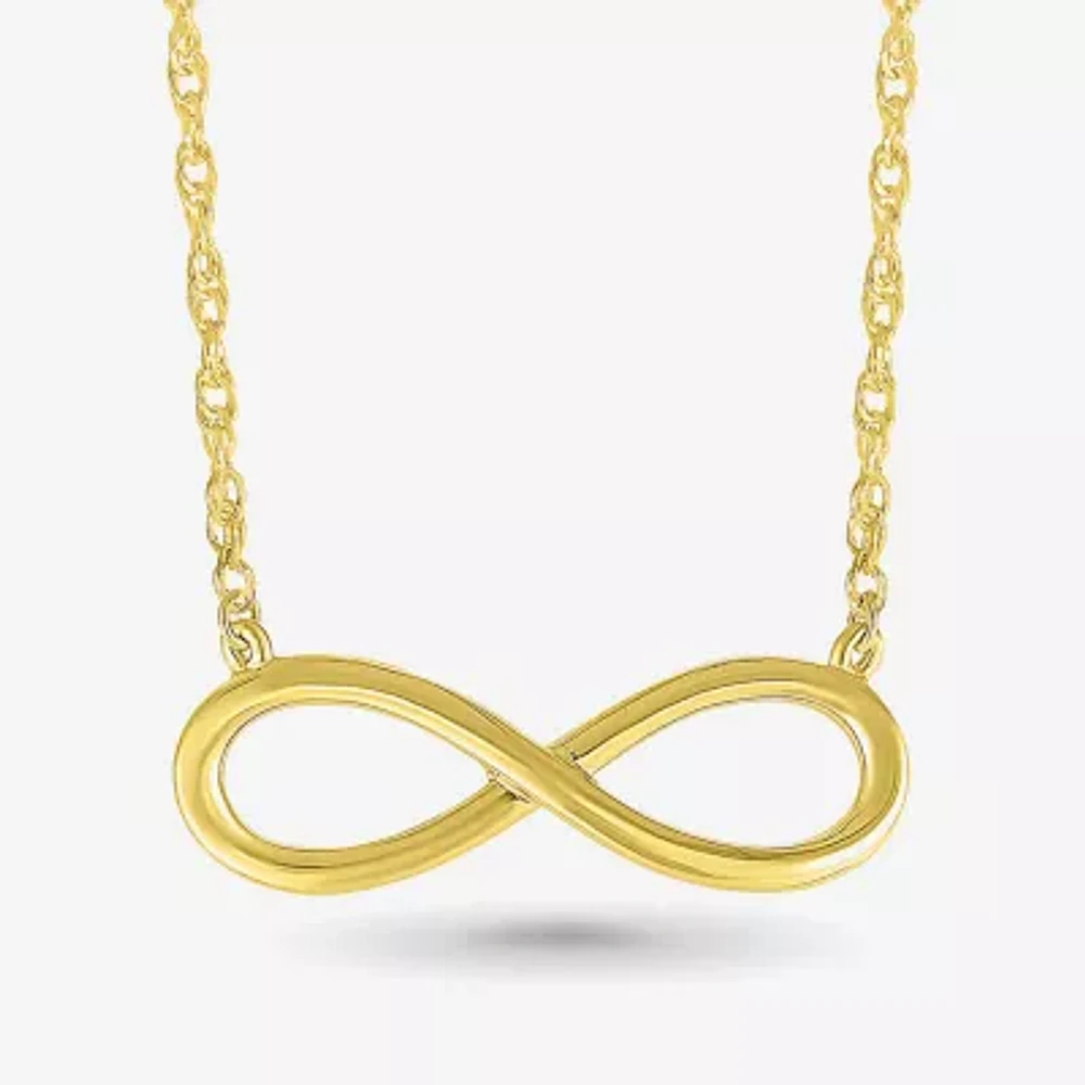 Womens 10K Gold Infinity 18 Inch Pendant Necklace