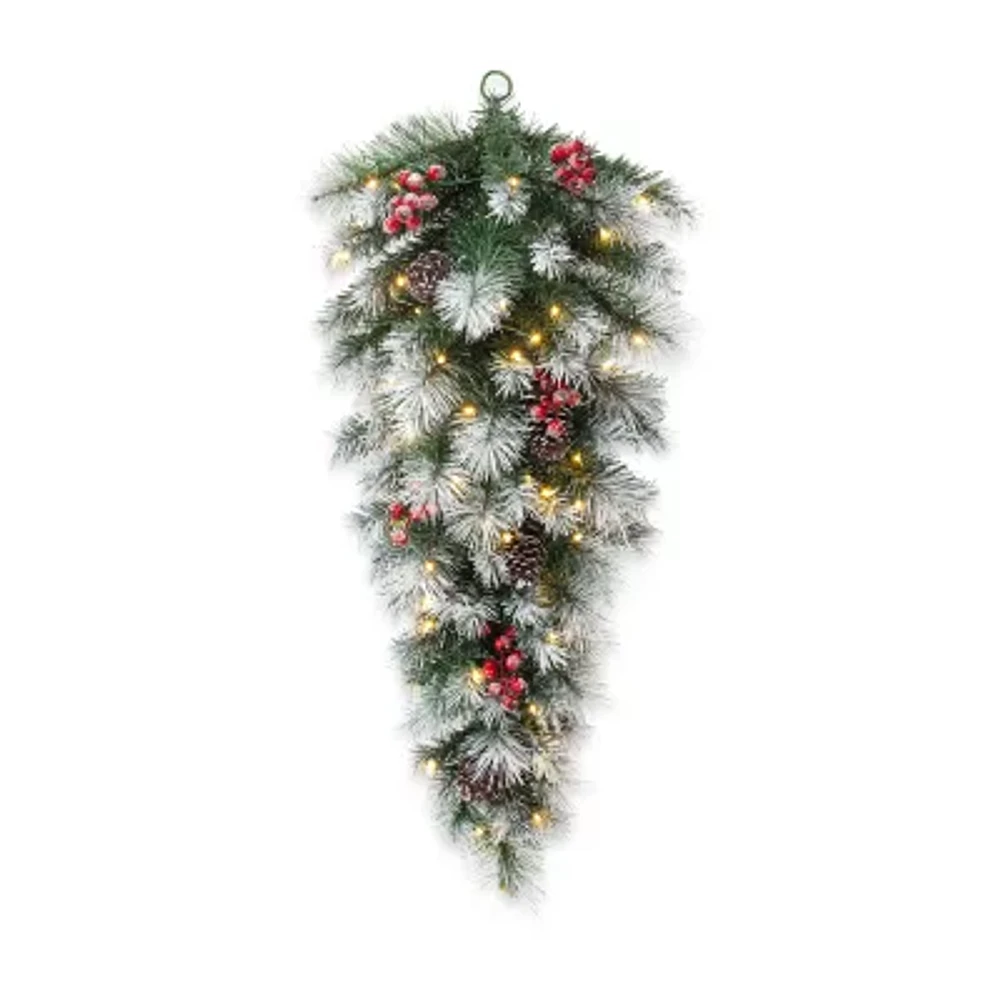 Glitzhome 3ft Pre-Lit Berries Teardrop Swag