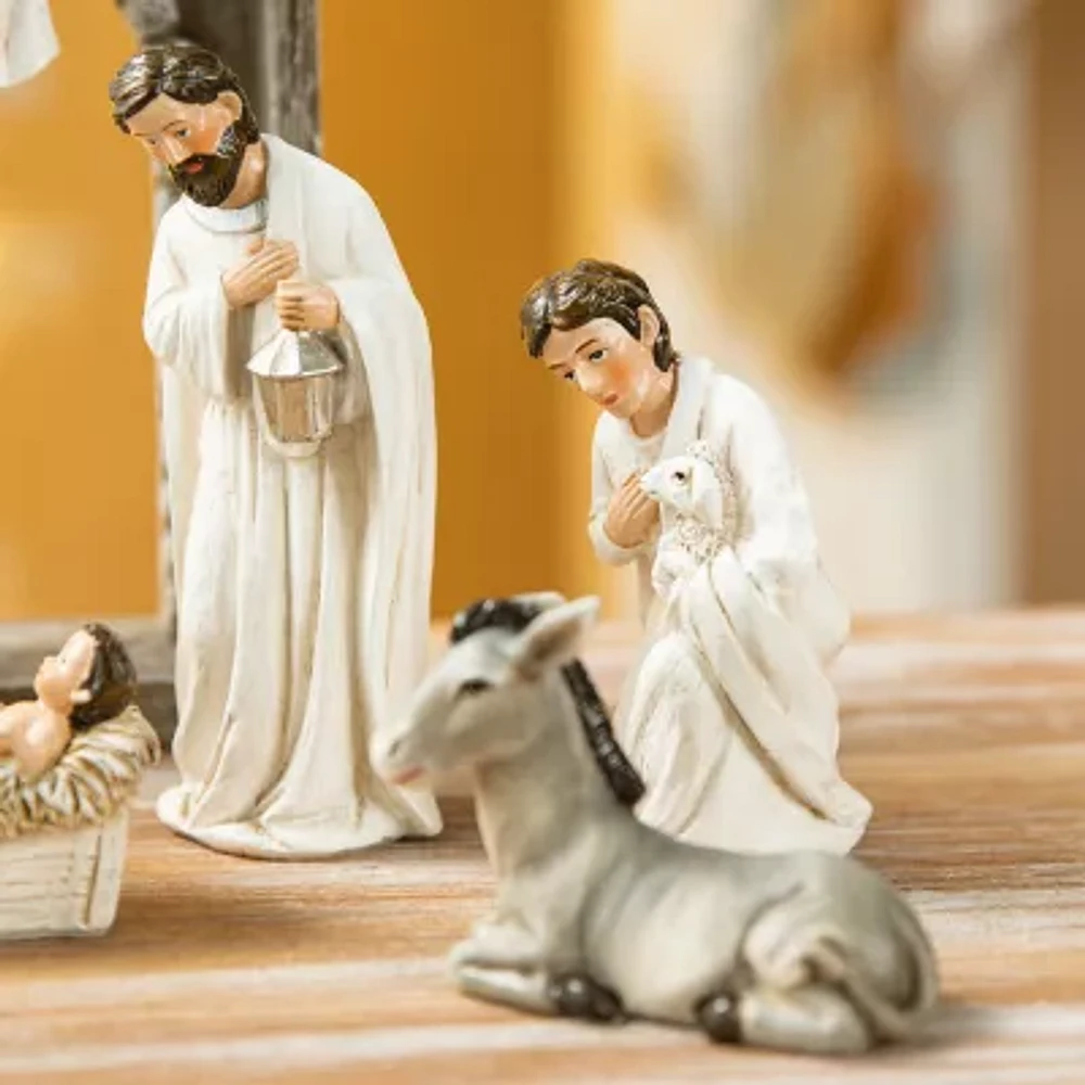 Glitzhome 11pcs Ivory Resin Figurine Nativity Set