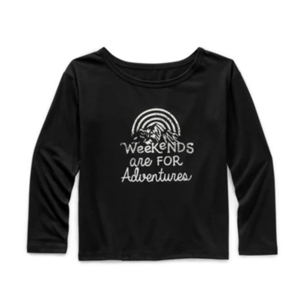 Thereabouts Little & Big Kid Girls Easy-on + Easy-off Round Neck Long Sleeve Adaptive Regular Fit Graphic T-Shirt