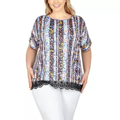 Larky Lark Womens Scoop Neck Short Sleeve Plus T-Shirt