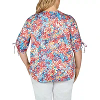 Larky Lark Womens Round Neck Elbow Sleeve Plus T-Shirt