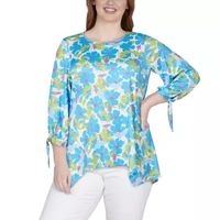 Larky Lark Womens Crew Neck 3/4 Sleeve Plus T-Shirt