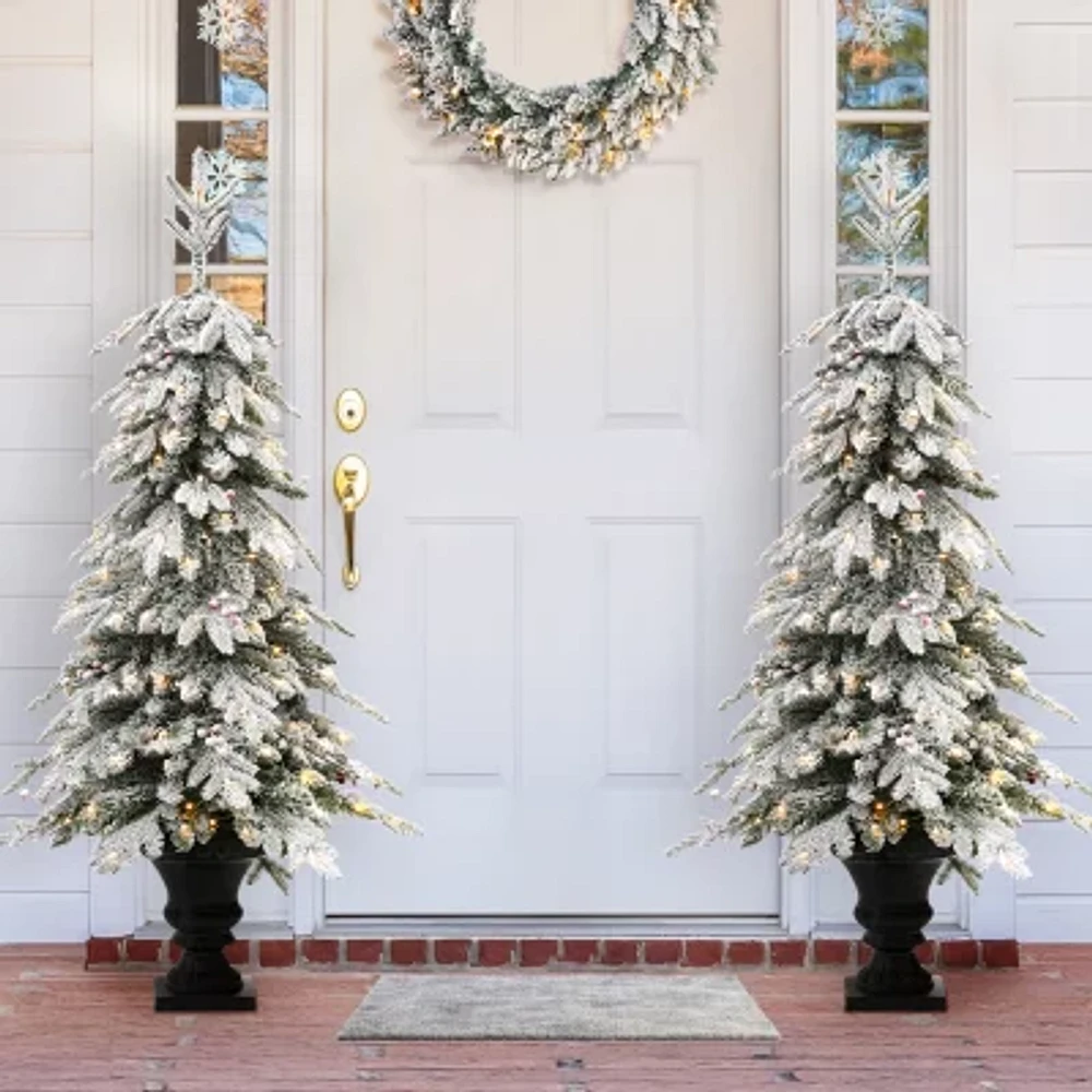 Glitzhome 5 Ft 2pc Pre-Lit Porch Fir Christmas Tree