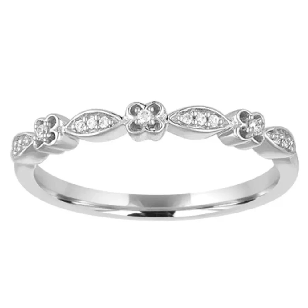 Womens Diamond Accent Natural White 10K Gold Wedding Band