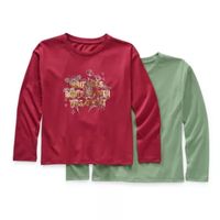 Thereabouts Little & Big Kid Girls Round Neck Long Sleeve Regular Fit 2-pc. Graphic T-Shirt