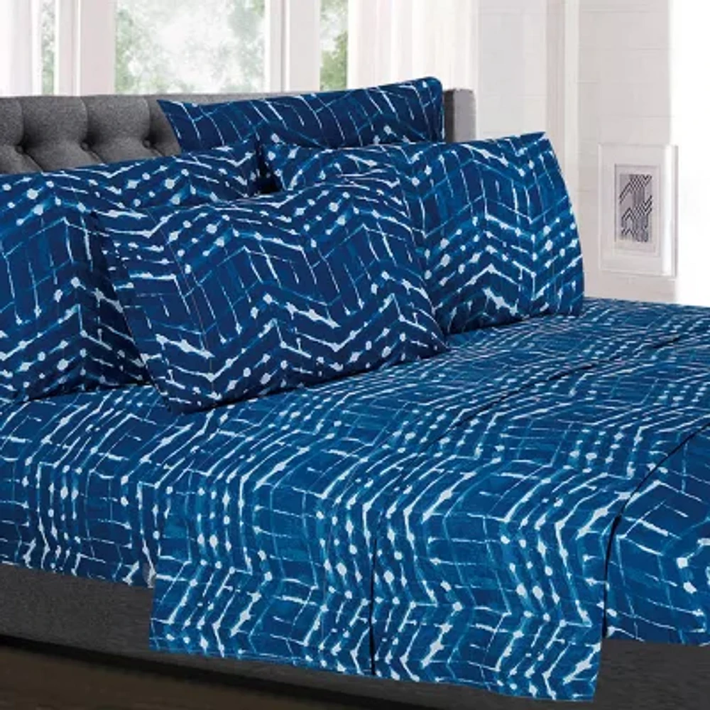 Sweet Home Collection™ Printed Monroe Ultra Soft Microfiber Sheet Set with Bonus Pillowcases