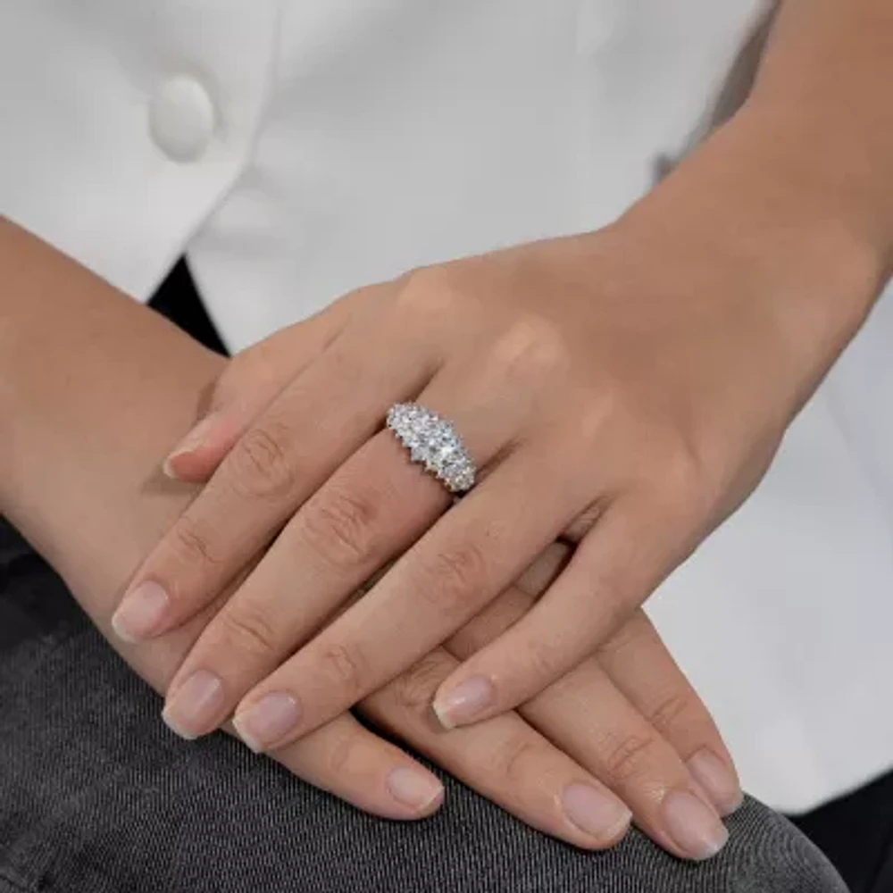 Diamonart Womens Cubic Zirconia Sterling Silver Cluster Cocktail Ring