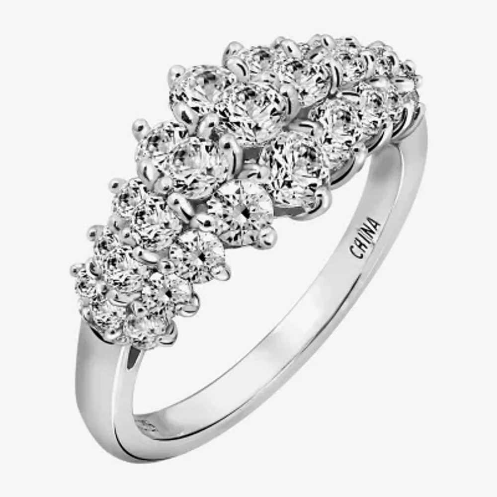 Diamonart Womens Cubic Zirconia Sterling Silver Cluster Cocktail Ring