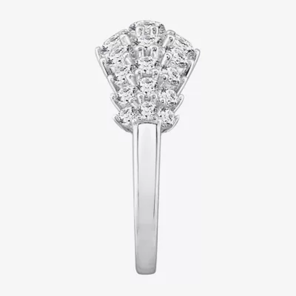 Diamonart Womens Cubic Zirconia Sterling Silver Cluster Cocktail Ring
