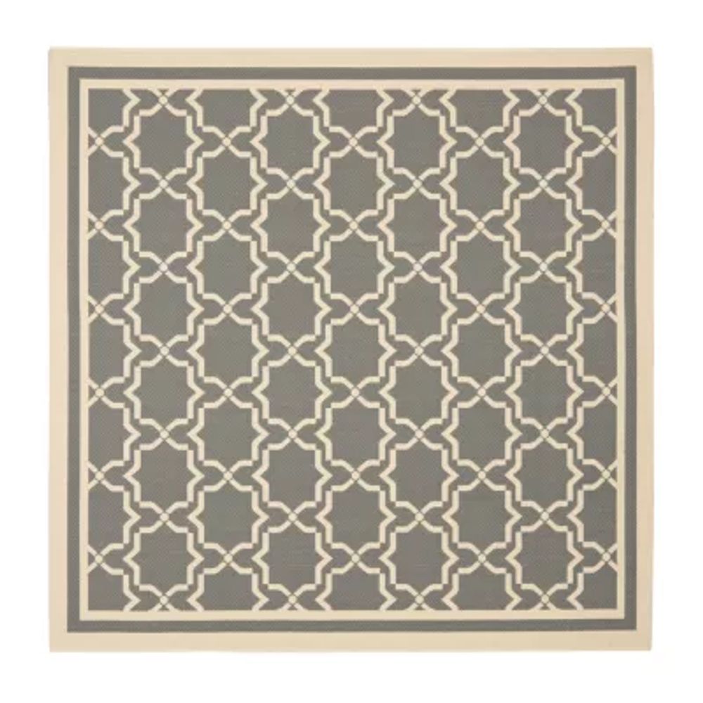 Safavieh Courtyard Collection Caymen Oriental Indoor/Outdoor Square Area Rug