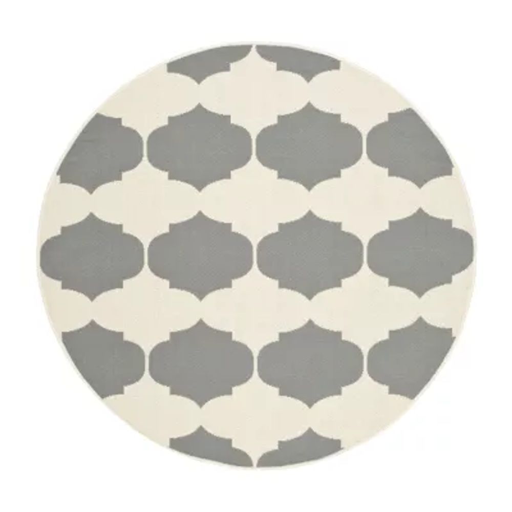 Safavieh Courtyard Collection Celina Geometric Indoor/Outdoor Round Area Rug
