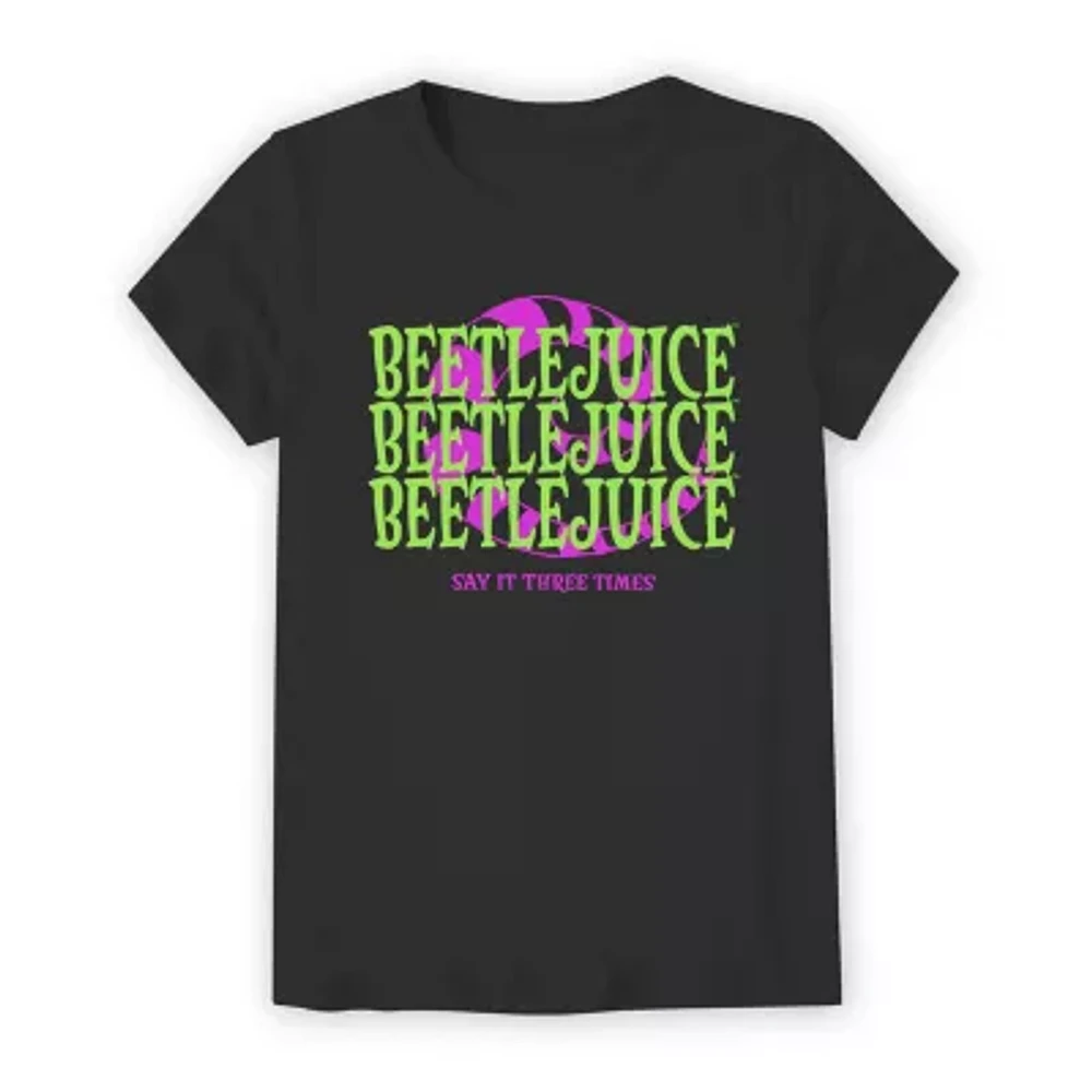 Beetlejuice Little & Big Kid Girls Crew Neck Short Sleeve Regular Fit Graphic T-Shirt