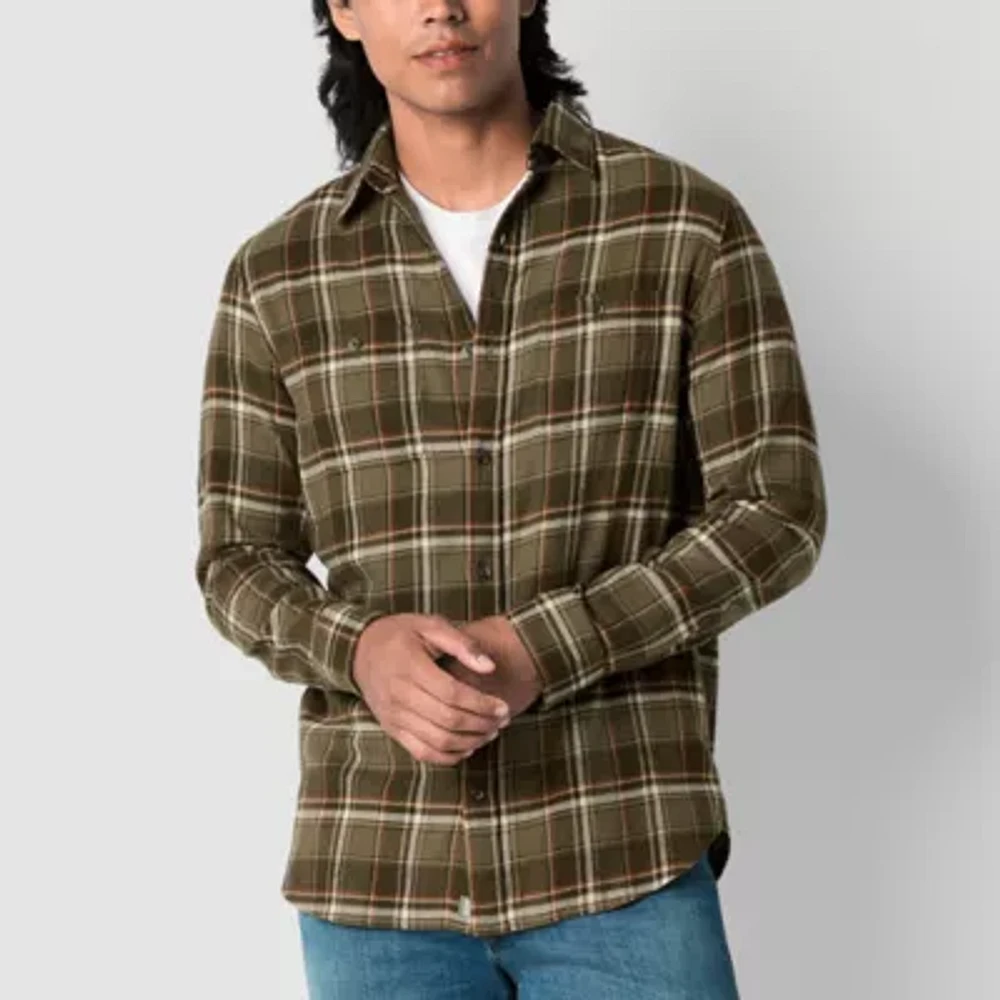 mutual weave Mens Long Sleeve Regular Fit Flannel Shirt