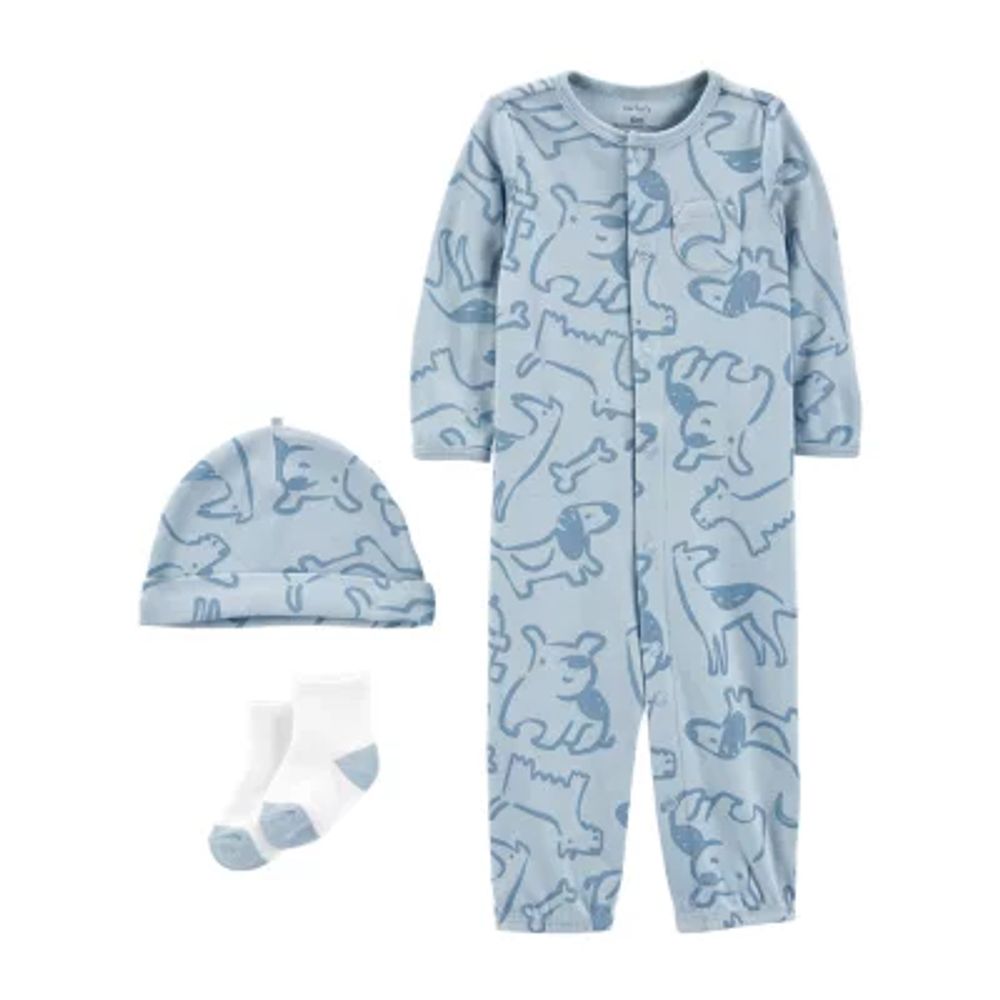 Carter's Baby Boys Rib Crew Neck Long Sleeve 3-pc. Nightgown