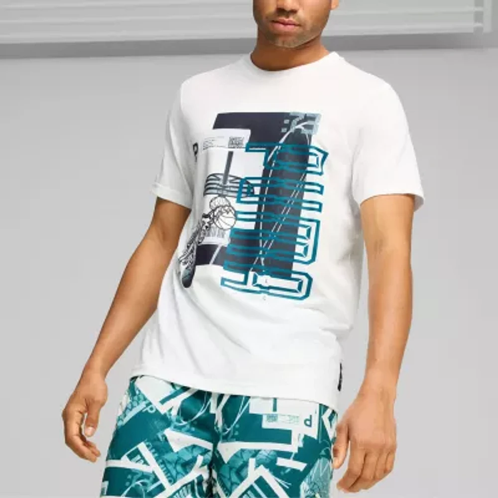 PUMA Mens Crew Neck Short Sleeve Regular Fit Graphic T-Shirt
