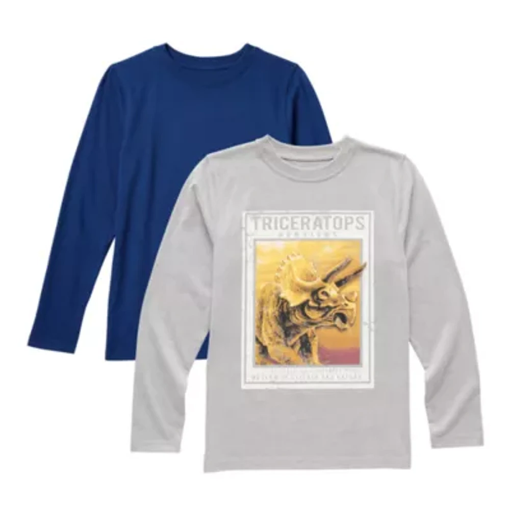 Thereabouts Little & Big Kid Boys Crew Neck Long Sleeve Regular Fit 2-pc. Graphic T-Shirt