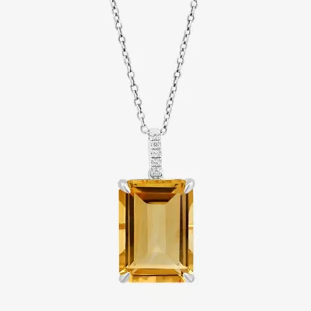Effy Womens Genuine Orange Citrine Sterling Silver 16 Inch Pendant Necklace