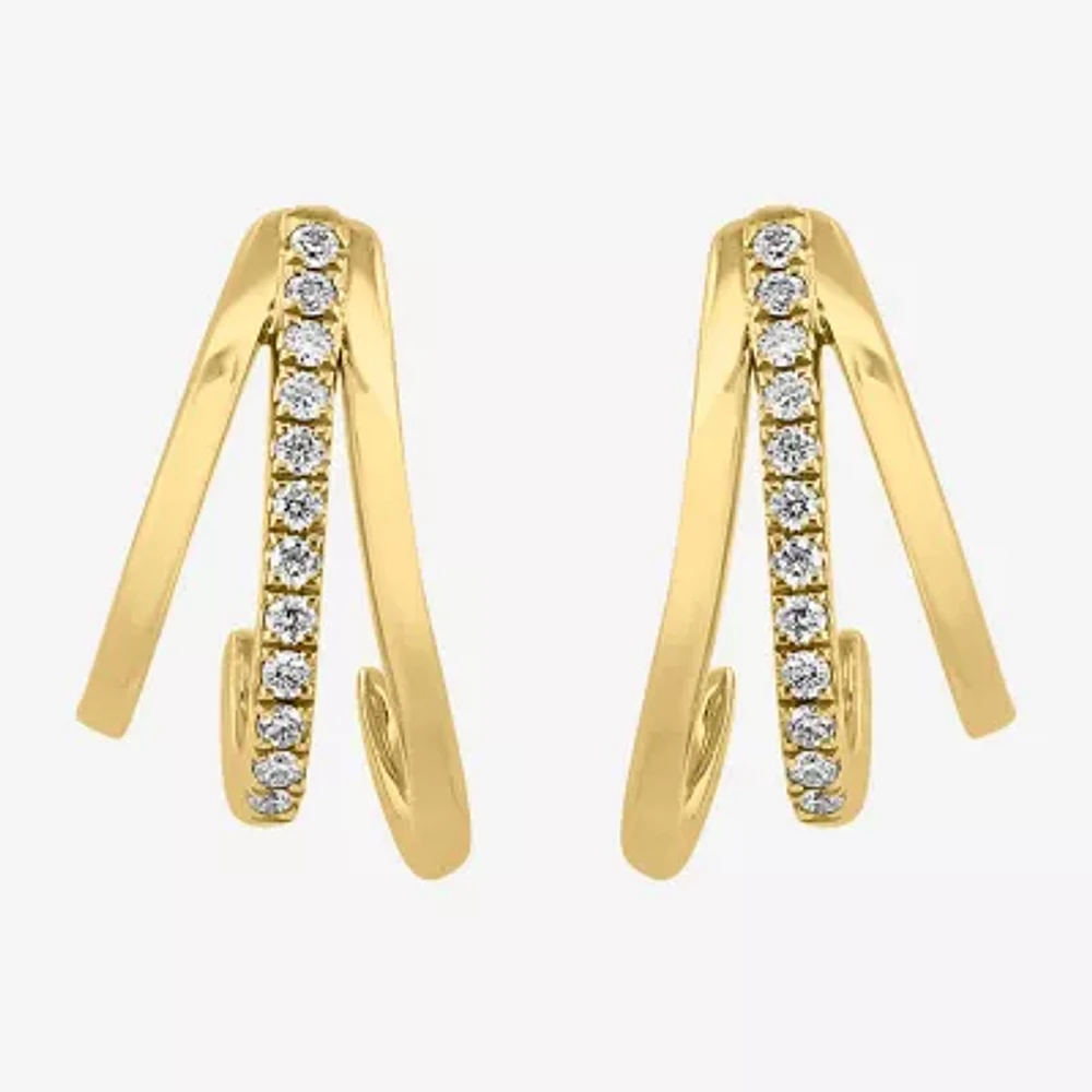 Effy (G-H / Vs1-Vs2) Womens 1/10 CT. T.W. Lab Grown White Diamond 14K Gold 53mm Hoop Earrings
