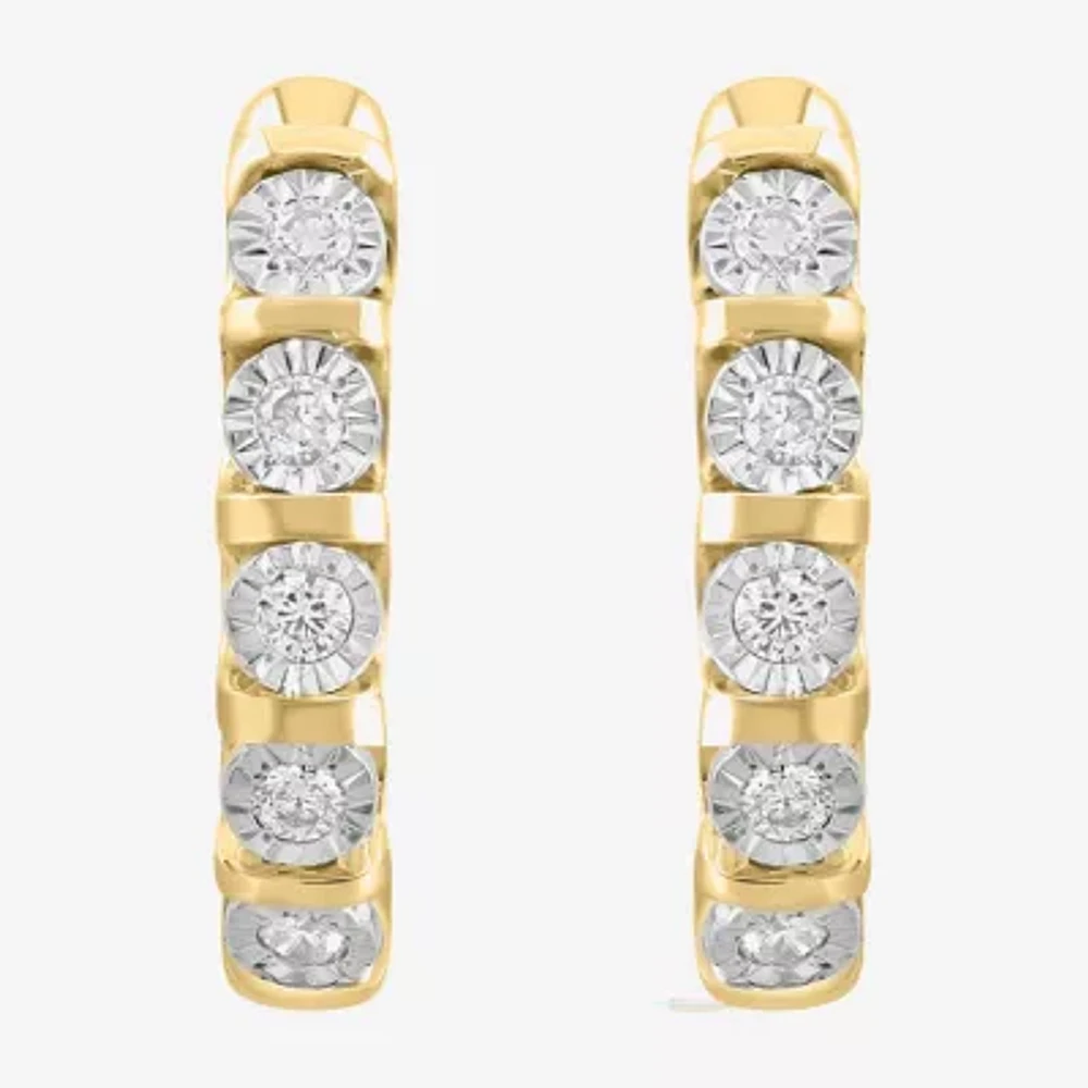 Effy Womens 1/5 CT. Natural White Diamond 14K Gold Over Silver Sterling Silver 68mm Hoop Earrings