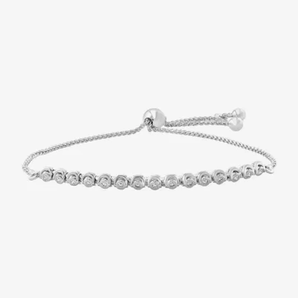 Effy (G / Si1-Si2) Womens 1/7 CT. T.W. Lab Grown White Diamond Sterling Silver Bolo Bracelet