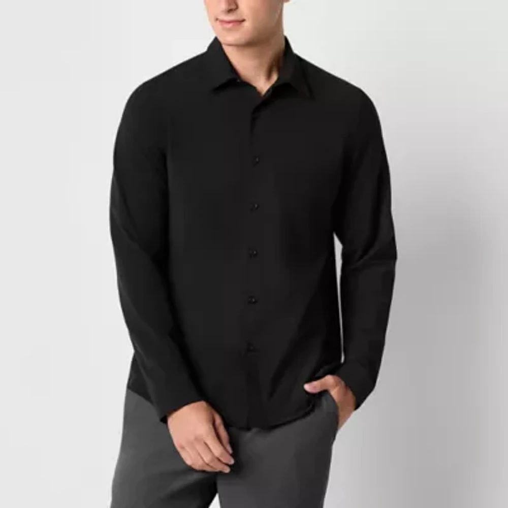 Stylus Mens Long Sleeve Cuffed Regular Fit Button-Down Shirt