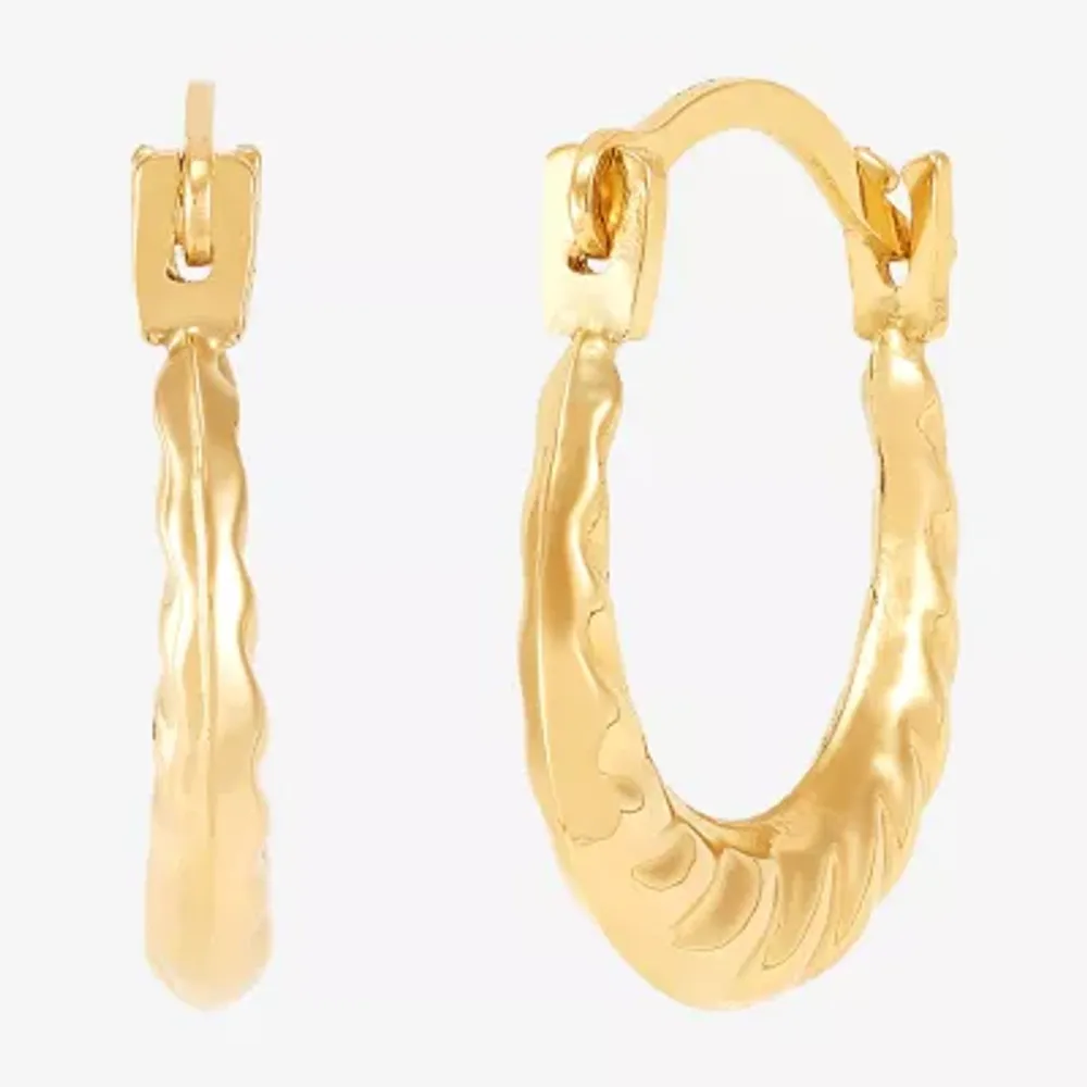 Womens 14K Gold 10.7mm Round Hoop Earrings