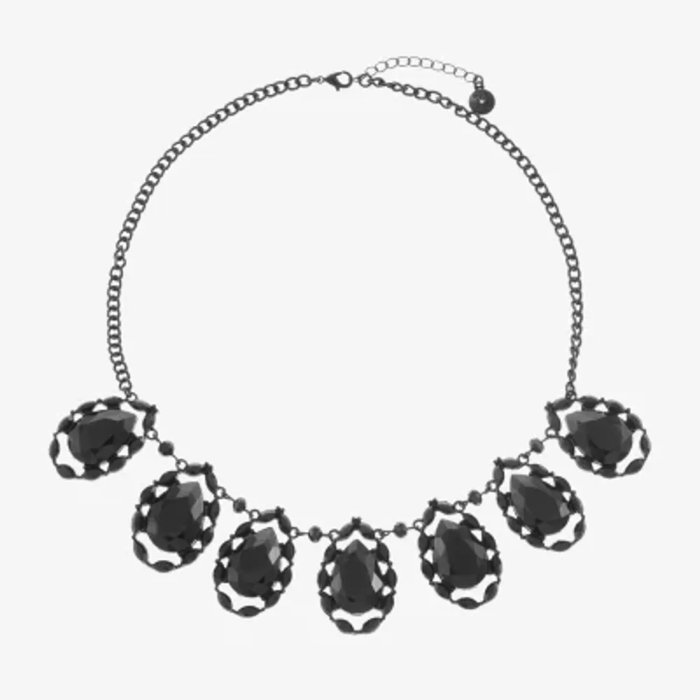 Mixit Teardrop Womens Black 20 Inch Collar Necklace