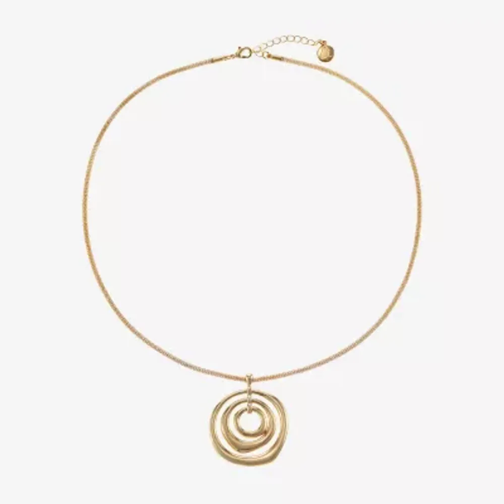 Liz Claiborne Gold Tone Orbital Womens 21 Inch Pendant Necklace