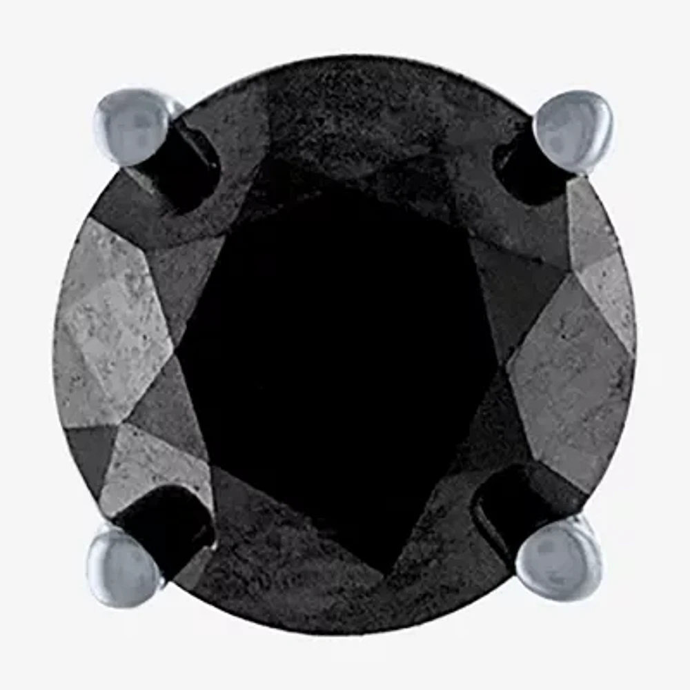 Womens 1/8 CT. Natural Black Diamond 10K White Gold 3.3mm Round Single Earring