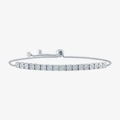 Yes, Please! Womens 1/10 CT. T.W. Natural White Diamond Sterling Silver Bolo Bracelet