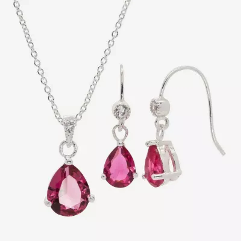 Sparkle Allure Womens Red Cubic Zirconia Pure Silver Over Brass Hypoallergenic 2-pc. Jewelry Set